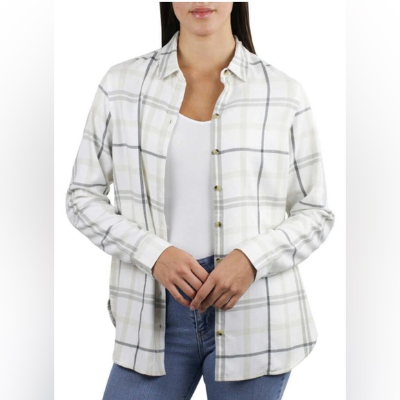 Jach’s Girlfriend New York, Flannel Button up with hidden pockets - Picture 1 of 6